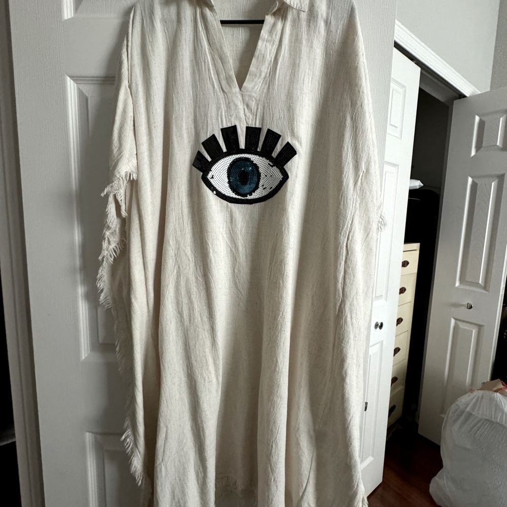 🔴final sale ….Off white woman  summer Lenin dress!